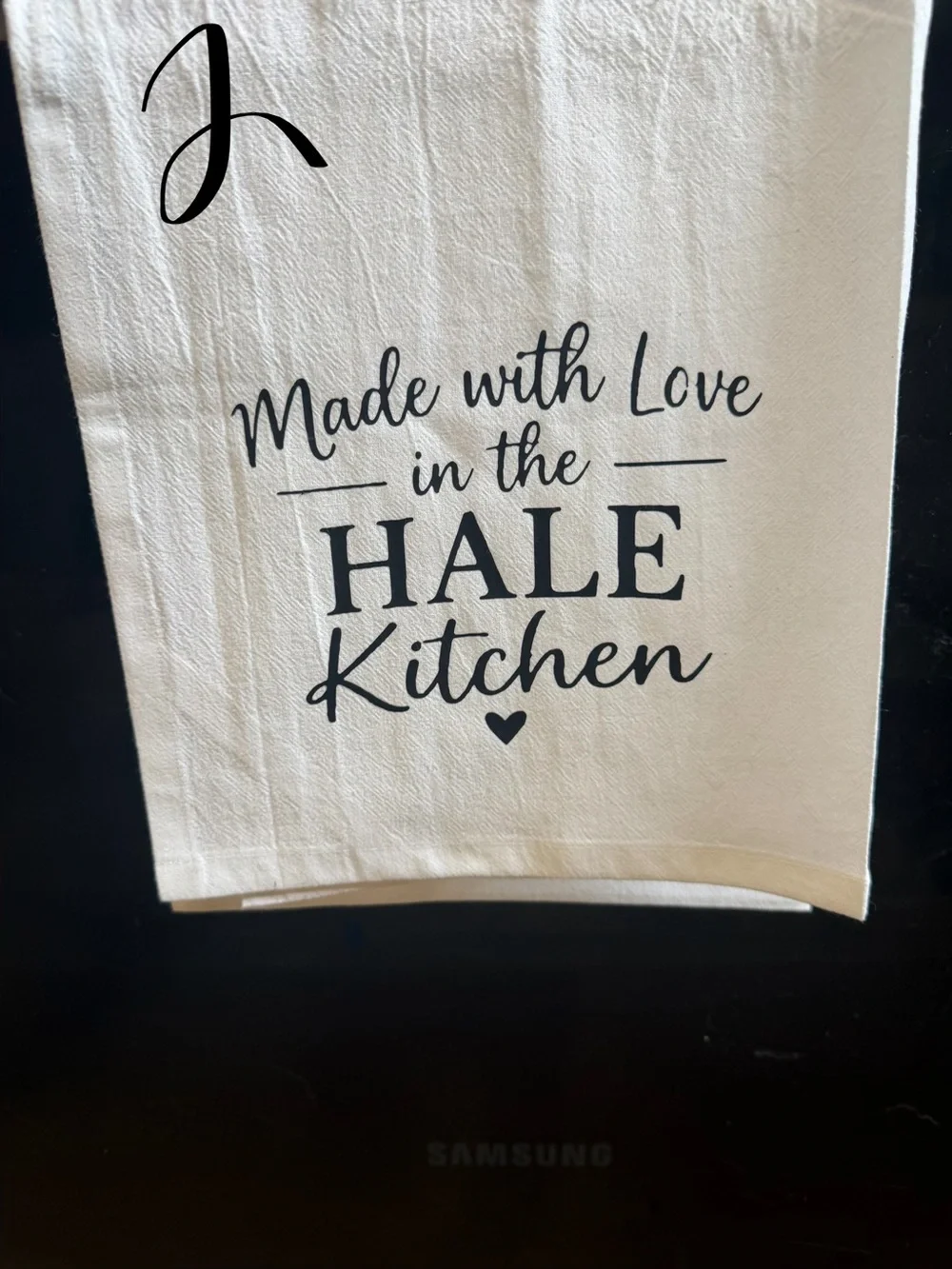 Personalized Kitchen Personalized Cotton Tea Towel - White with Black Print